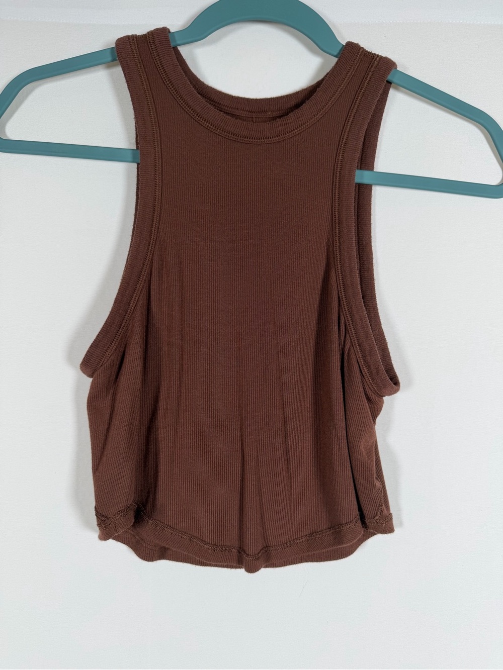 lululemon Chocolate Brown Ribbed Cropped Tank Yoga, Pilates, Workout